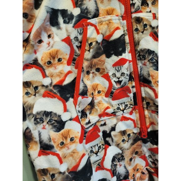 NWT Unisex Meowy Catmus Jumpsuit Loungewear Christmas Santa Cats Pockets M - Picture 4 of 10